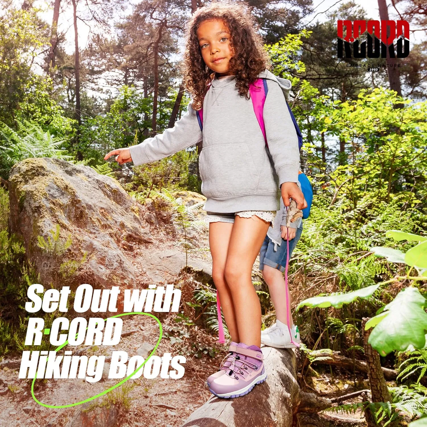 R CORD Kids Hiking Boots Girls Hiking Boots Waterproof Durable TPR Traction Drawstring Closure Girls Hiking Boots Anti-Skid Athletic Outdoor Boots