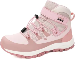 R CORD Kids Hiking Boots Girls Hiking Boots Waterproof Durable TPR Traction Drawstring Closure Girls Hiking Boots Anti-Skid Athletic Outdoor Boots