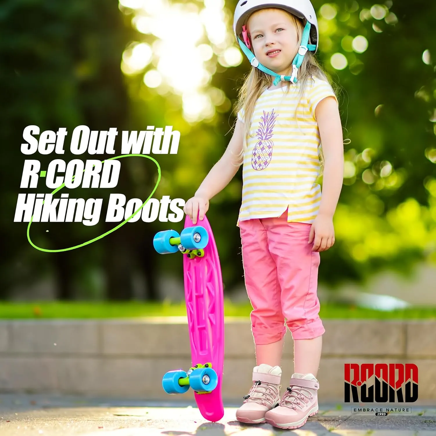 R CORD Kids Hiking Boots Girls Hiking Boots Waterproof Durable TPR Traction Drawstring Closure Girls Hiking Boots Anti-Skid Athletic Outdoor Boots