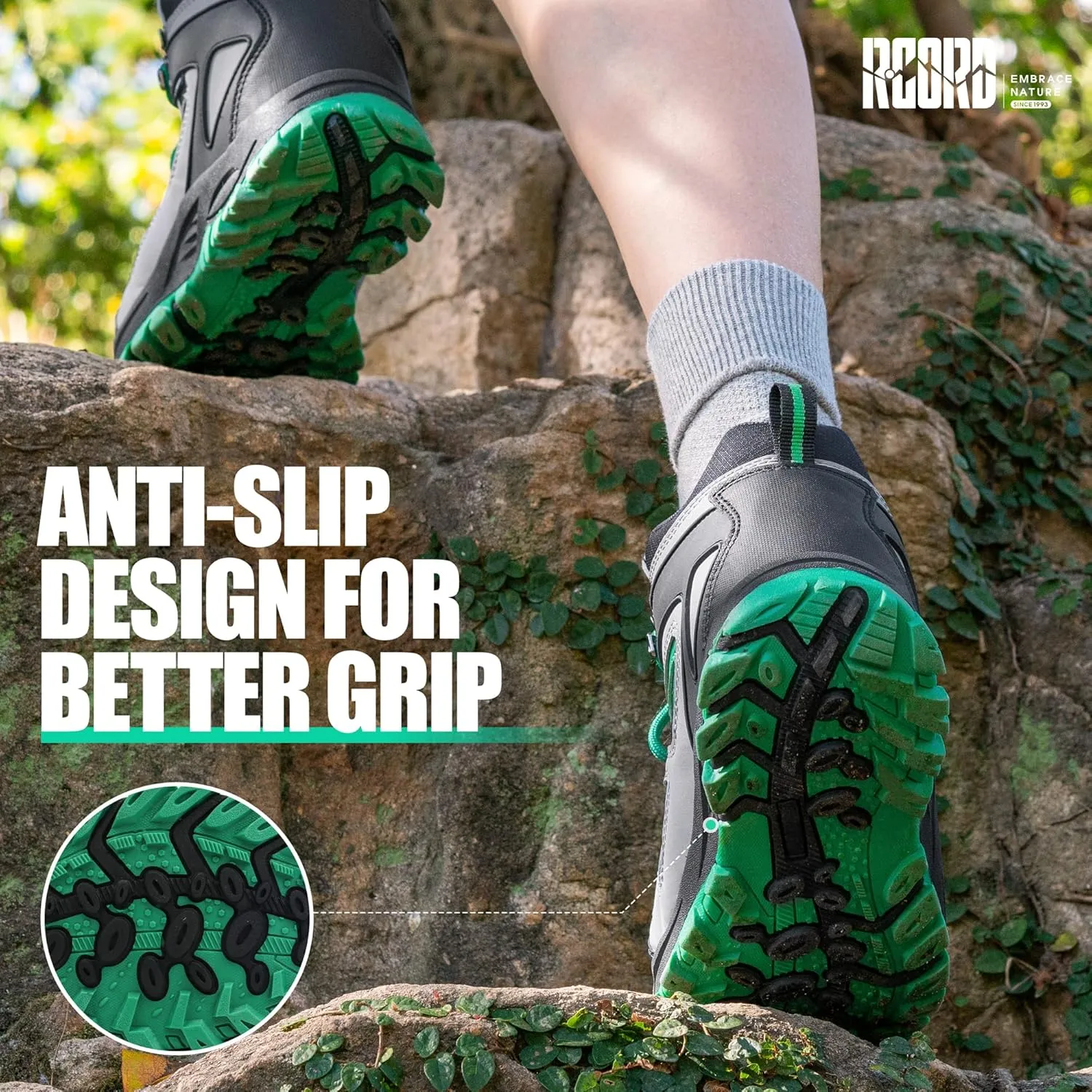 R CORD Kids Hiking Boots Waterproof Durable TPR Traction Outsole Anti-Skid Athletic Lace Up Hiking Shoes for Outdoor Adventure