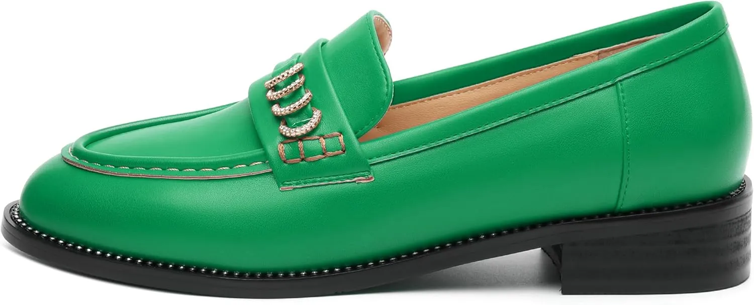 ROSERWISH Loafers for Women Comfort Chunky Low Heel Shoes Casual Slip On Penny Loafers Bussiness Fashion Work Shoes Ladies Dress Shoes