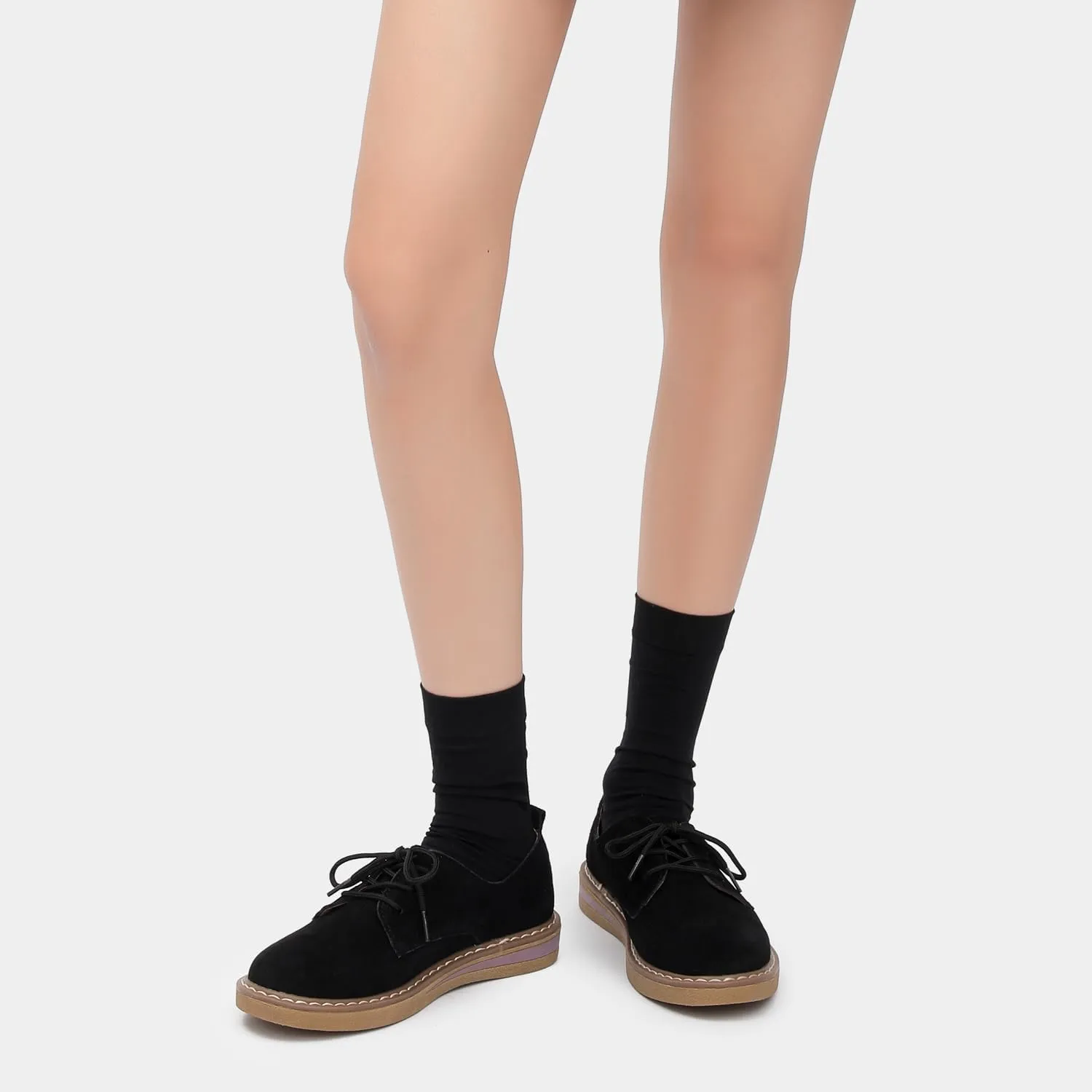 Ruiatoo Dress Shoes for Women Comfort Lace-Up Platform Oxford Shoes Round Toe Oxford Dress Shoe