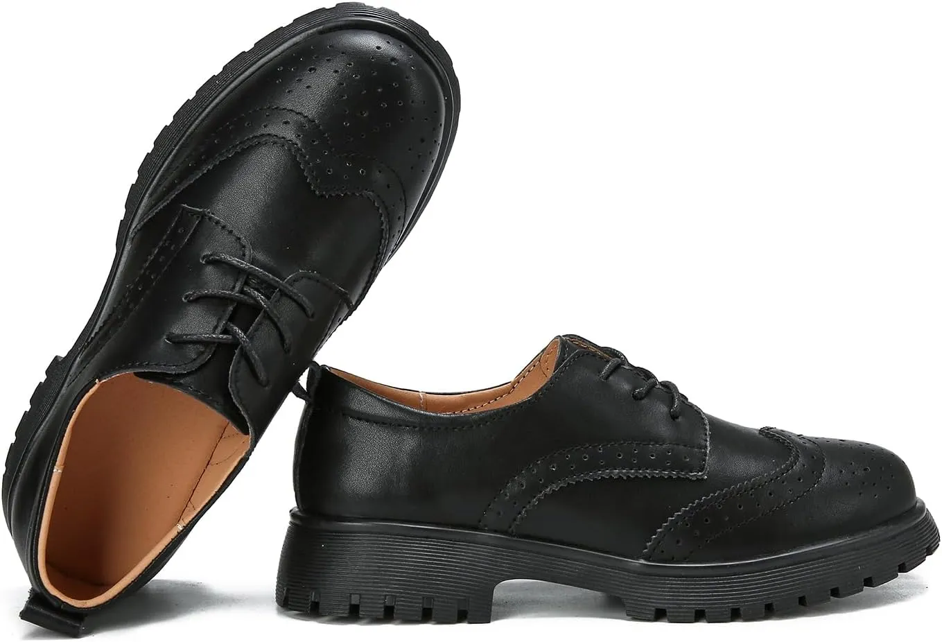 Ruiatoo Dress Shoes for Women Comfort Lace-Up Platform Oxford Shoes Round Toe Oxford Dress Shoe