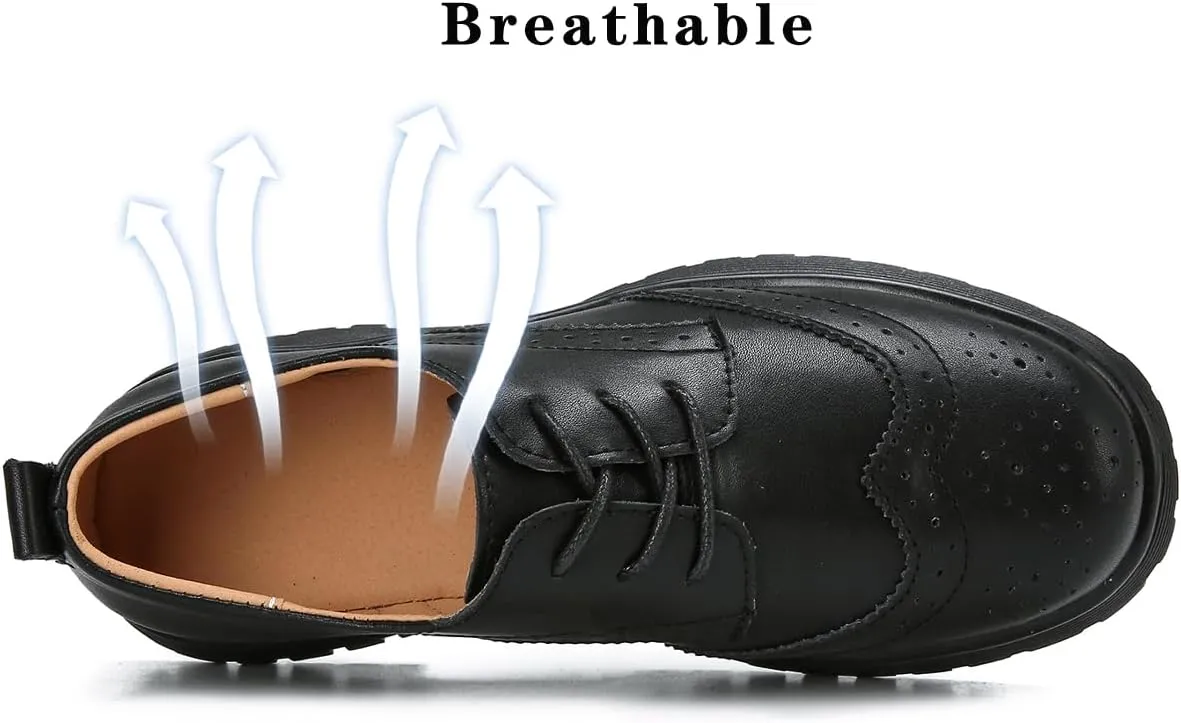 Ruiatoo Dress Shoes for Women Comfort Lace-Up Platform Oxford Shoes Round Toe Oxford Dress Shoe