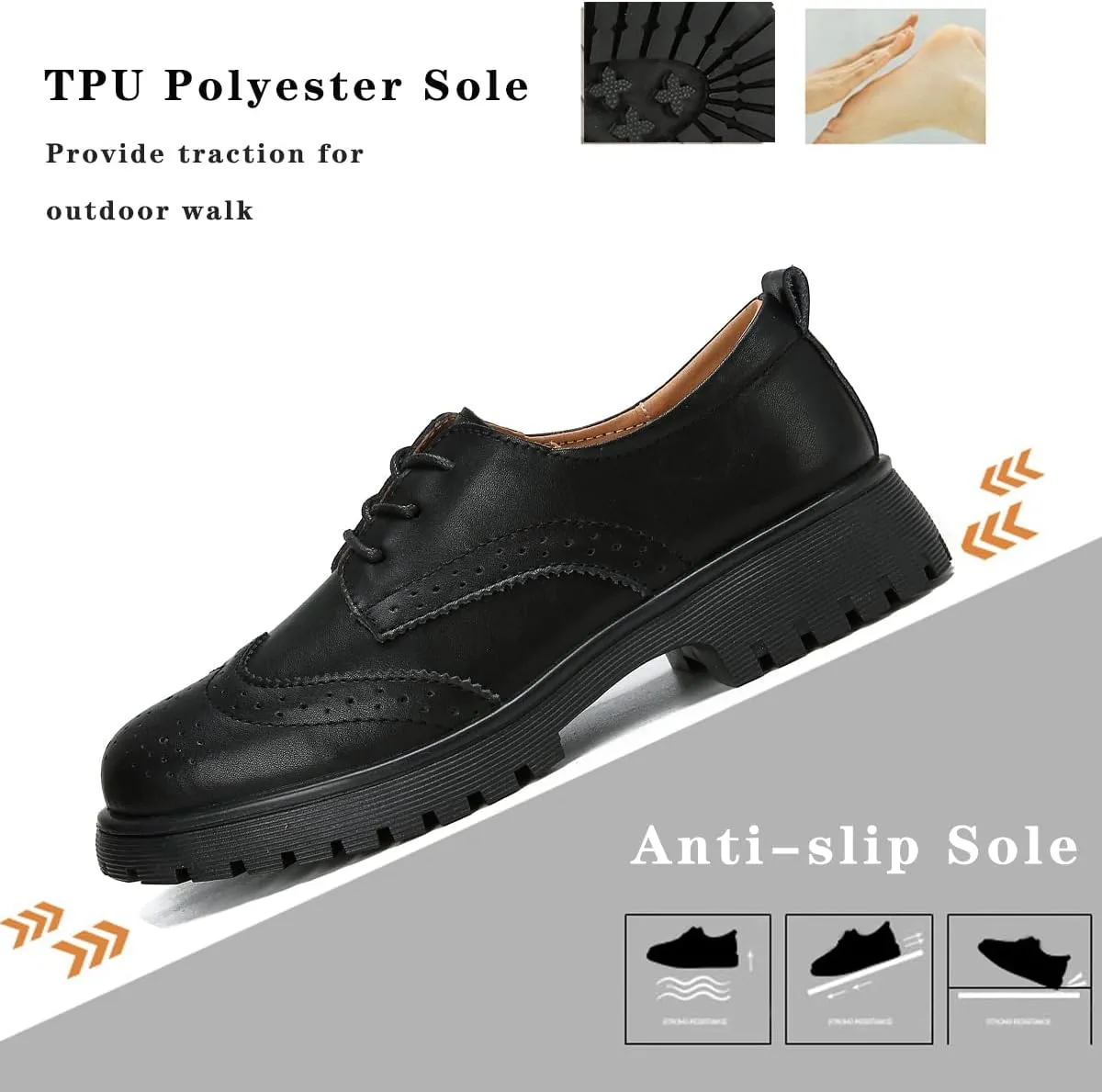 Ruiatoo Dress Shoes for Women Comfort Lace-Up Platform Oxford Shoes Round Toe Oxford Dress Shoe