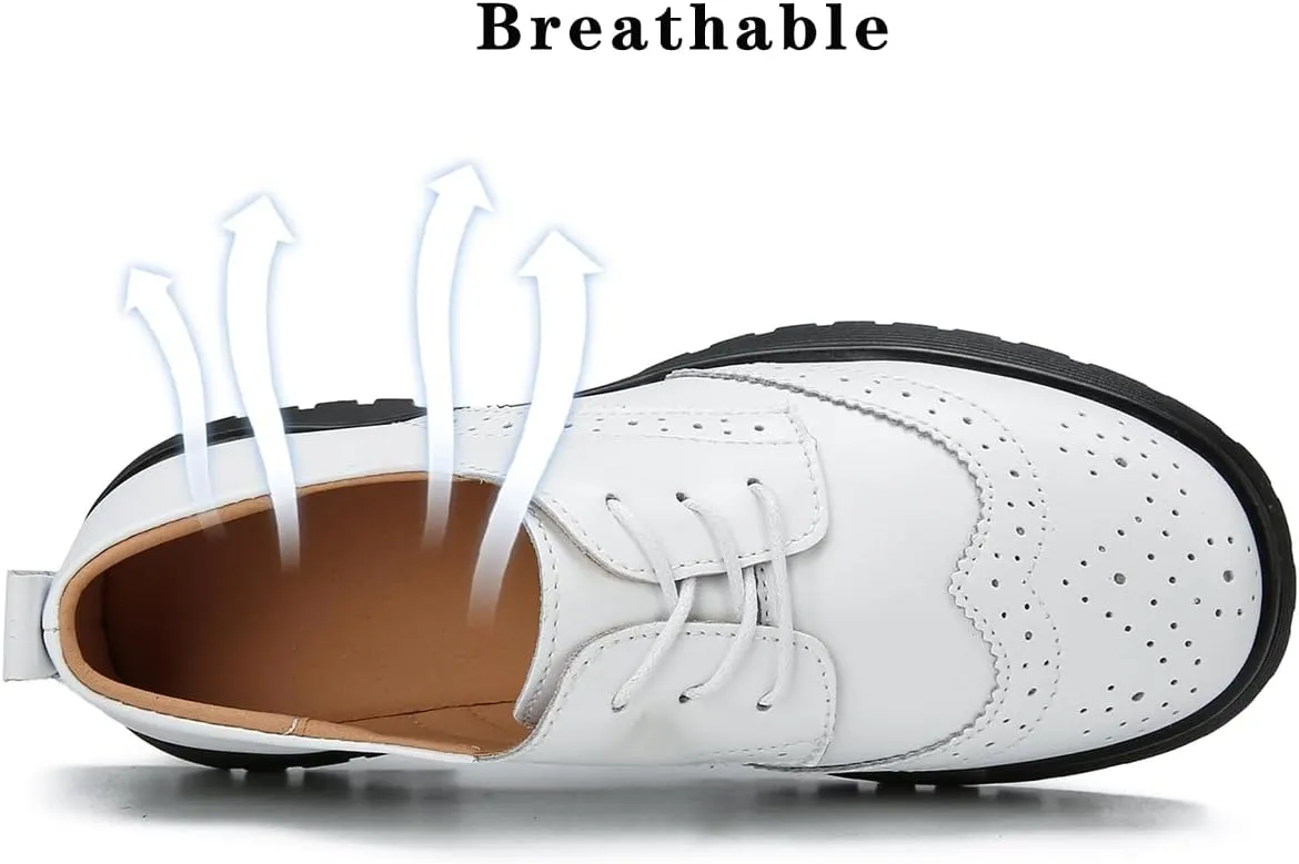 Ruiatoo Dress Shoes for Women Comfort Lace-Up Platform Oxford Shoes Round Toe Oxford Dress Shoe