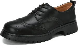 Ruiatoo Dress Shoes for Women Comfort Lace-Up Platform Oxford Shoes Round Toe Oxford Dress Shoe