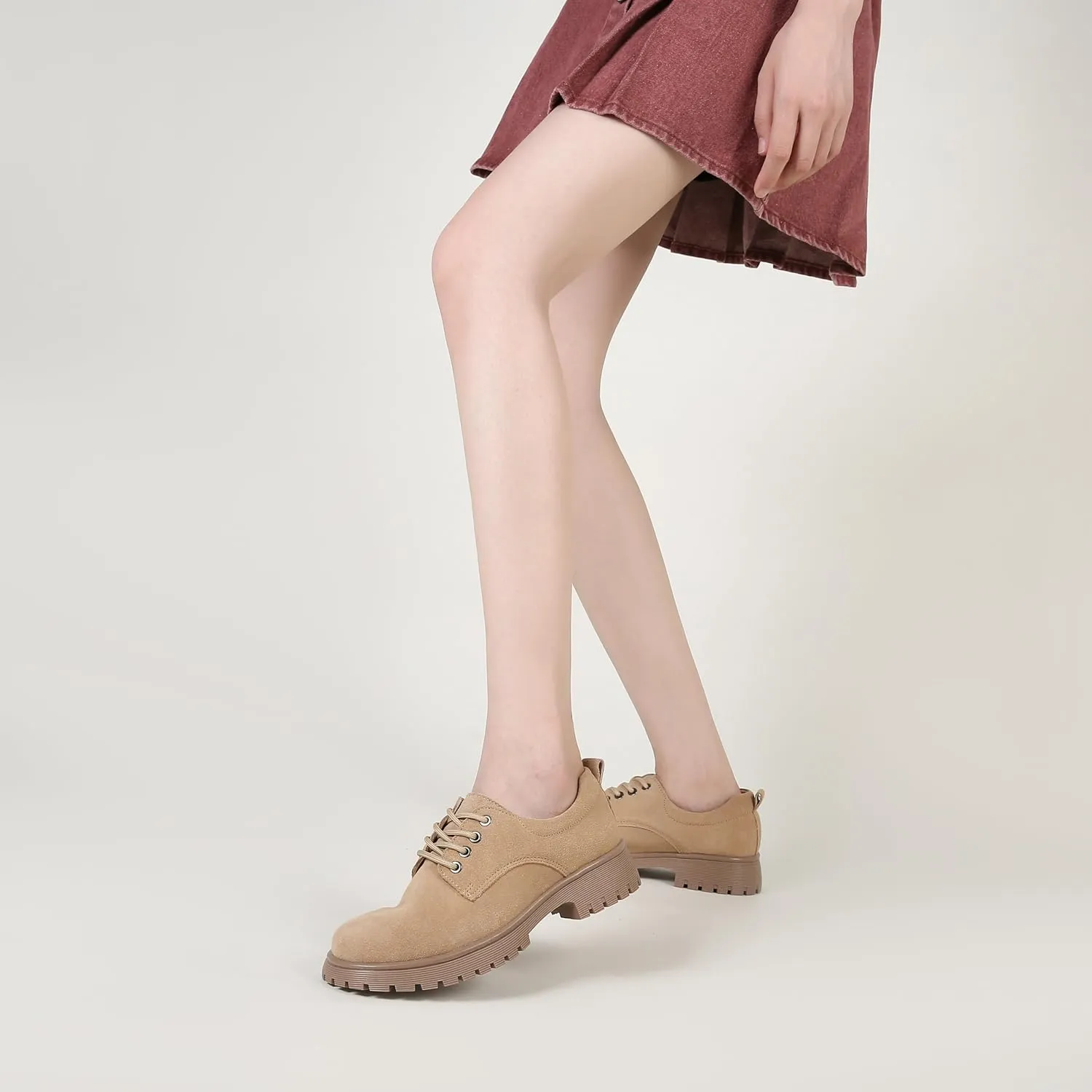 Ruiatoo Dress Shoes for Women Comfort Lace-Up Platform Oxford Shoes Round Toe Oxford Dress Shoe
