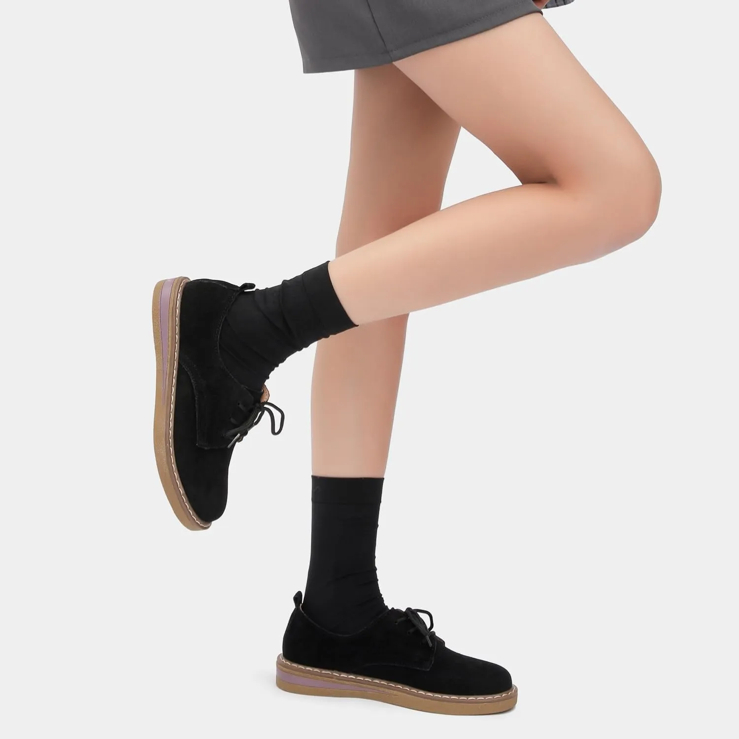 Ruiatoo Dress Shoes for Women Comfort Lace-Up Platform Oxford Shoes Round Toe Oxford Dress Shoe