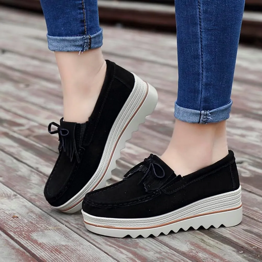 Ruiatoo Womens Slip on Loafers Comfortable Thick Soft Platform Shoes Business Casual Walking Shoes