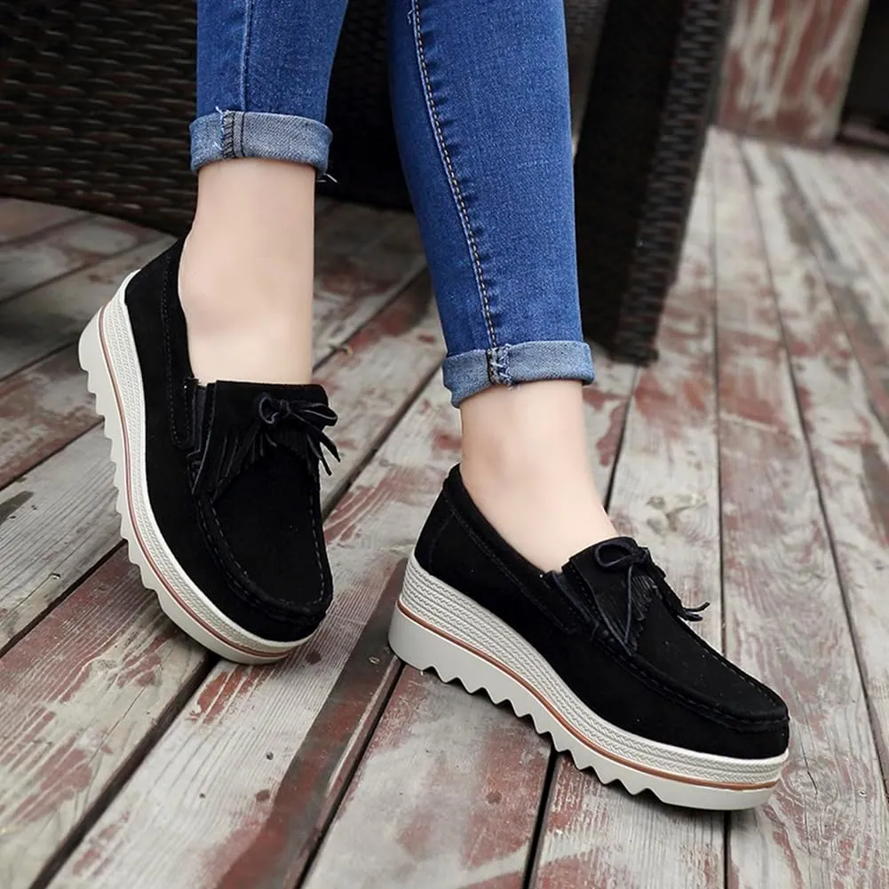 Ruiatoo Womens Slip on Loafers Comfortable Thick Soft Platform Shoes Business Casual Walking Shoes