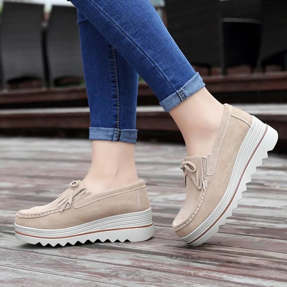 Ruiatoo Womens Slip on Loafers Comfortable Thick Soft Platform Shoes Business Casual Walking Shoes