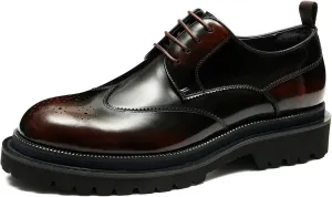 Santimon Mens Oxfords Formal Dress Genuine Leather Wingtips Brogues Derby Fahion Prom Wedding Business Casual Comfort Thick Sole Walking Shoes