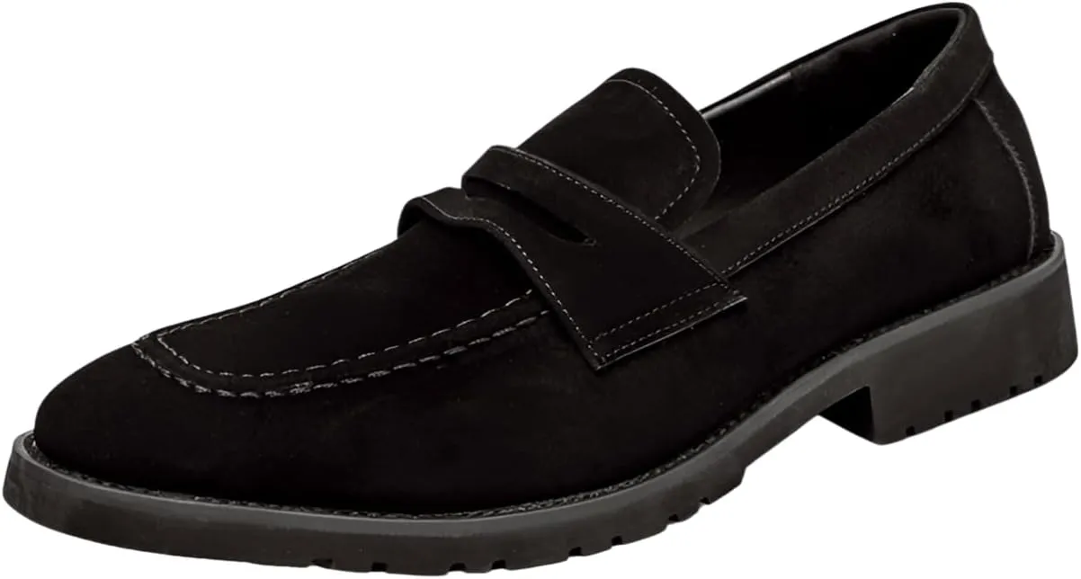 Santimon Men's Suede Penny Loafers Casual Formal Dress Shoes for Men Tuxedo Suit Shoes