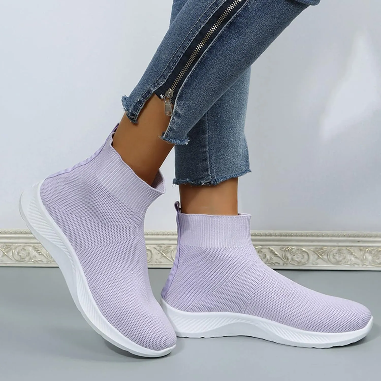 SBGMoSJ Wedge Sneakers for Women Dressy Women's All White Athletic Shoes Womens Slip On Tennis Shoes Size 11 Womens Running Shoes Tenis Ortopedicos para Mujer Dolor En Los Pieslimpiar El Aire
