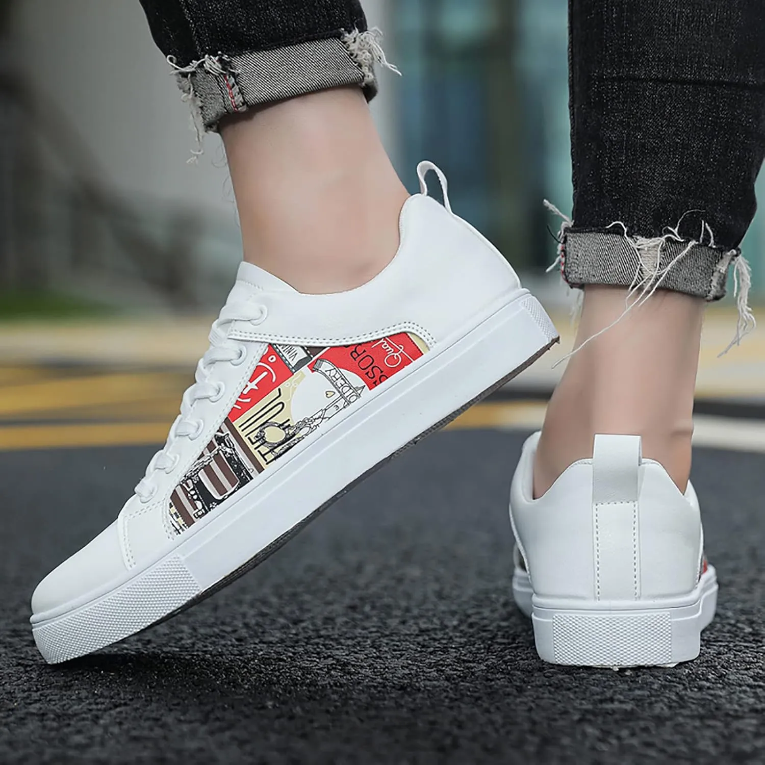 SBGMoSJ Womens High Top Wedge Sneakers All Womens Black Non Slip Size 9 Wide Work Shoes Slip On Tennis Shoes Women Wide Width High Top Sneakers for Women Zapatillas Blancas para Mujer Elegantes