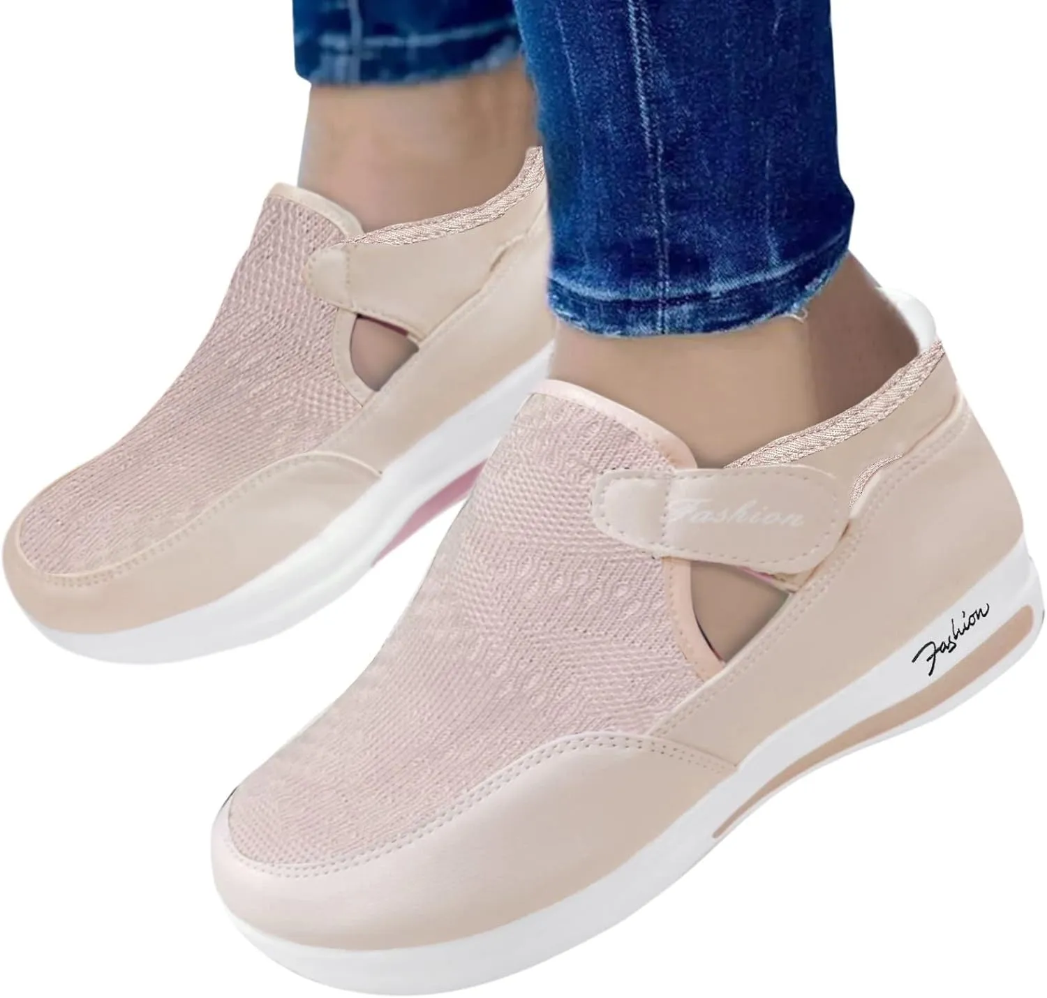 SBGMoSJ Womens Shoes Sneakers Wide Width Slip On Shoes for Women Indoor Fluffy White Canvas Platform Tennis Shoes for Women Women's Fashion Sneakers Red Black Non Slip Tennis Shoes Woman
