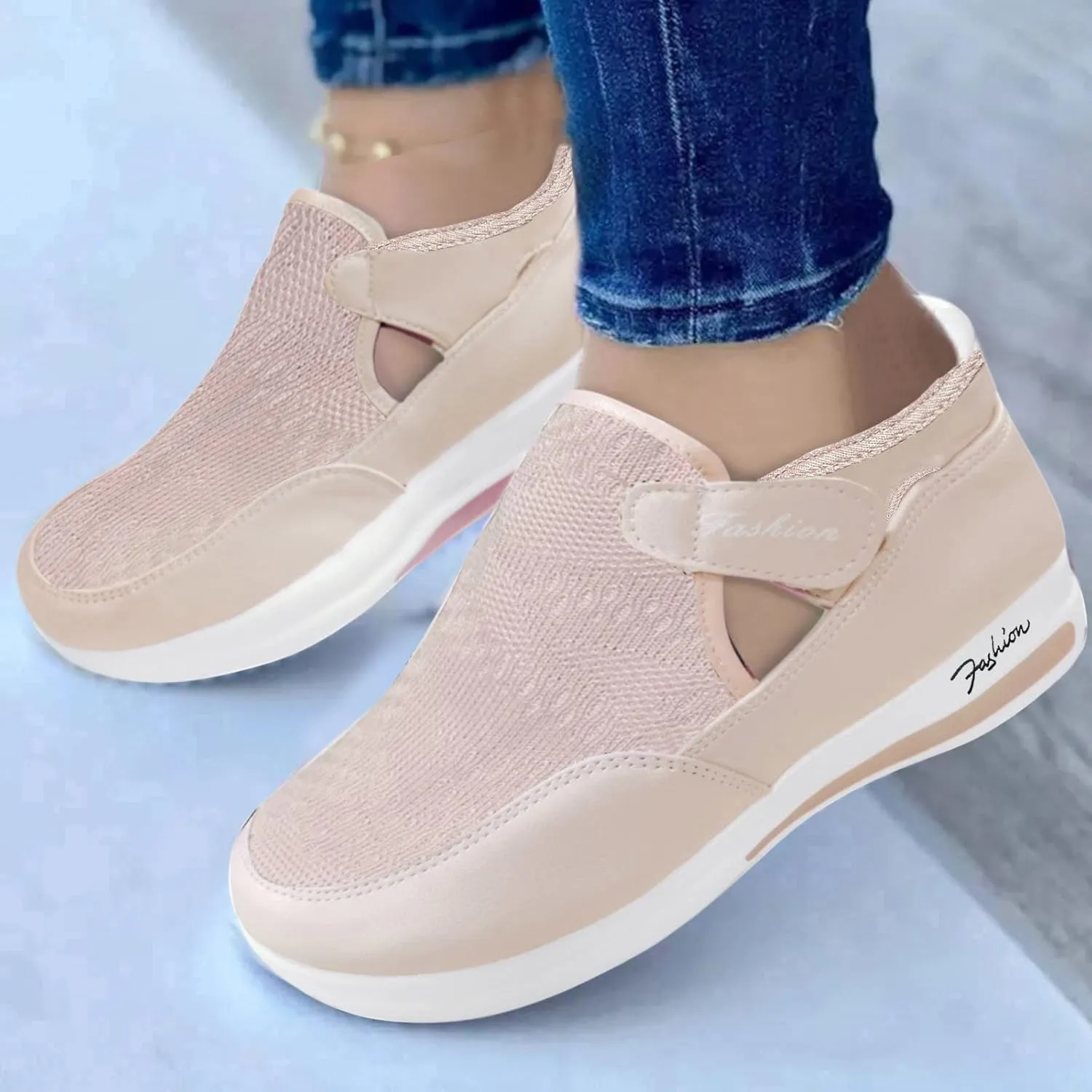SBGMoSJ Womens Shoes Sneakers Wide Width Slip On Shoes for Women Indoor Fluffy White Canvas Platform Tennis Shoes for Women Women's Fashion Sneakers Red Black Non Slip Tennis Shoes Woman