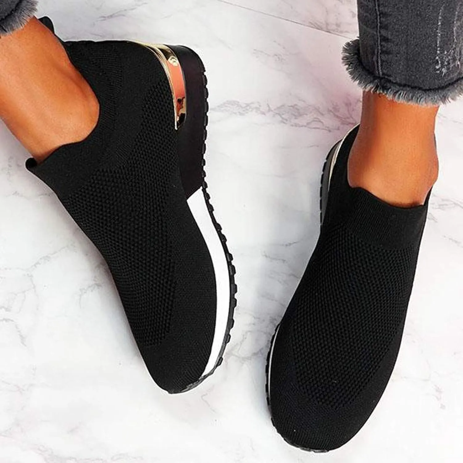 SBGMoSJ Women's Walking Sneakers Wide Width Slip On Shoes Women Dressy Casual Low Heel Womens Casual Shoes Slip Ons Womens Shoes Size 6.5 Sneakers Zapatos CóModos para Hombre