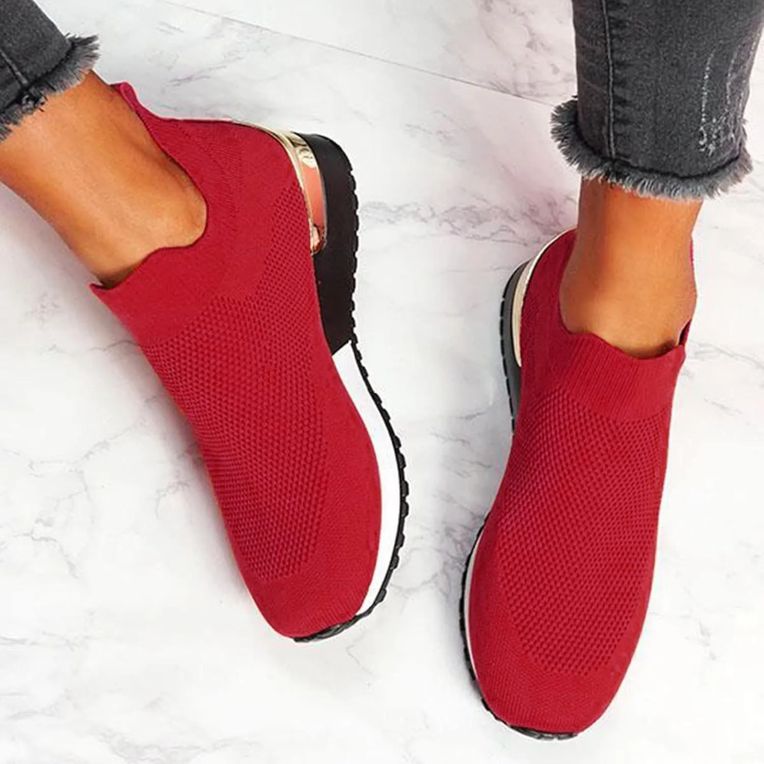 SBGMoSJ Women's Walking Sneakers Wide Width Slip On Shoes Women Dressy Casual Low Heel Womens Casual Shoes Slip Ons Womens Shoes Size 6.5 Sneakers Zapatos CóModos para Hombre