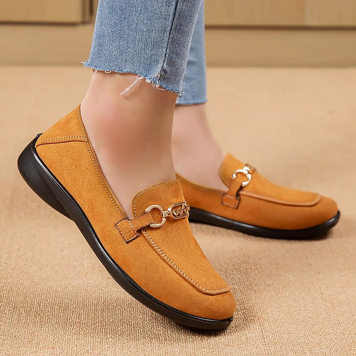 Shoes Walking Flat Spring and Women's Breathable Lightweight Mom Shoes; Soft Sole Slip Doodle Casual Work