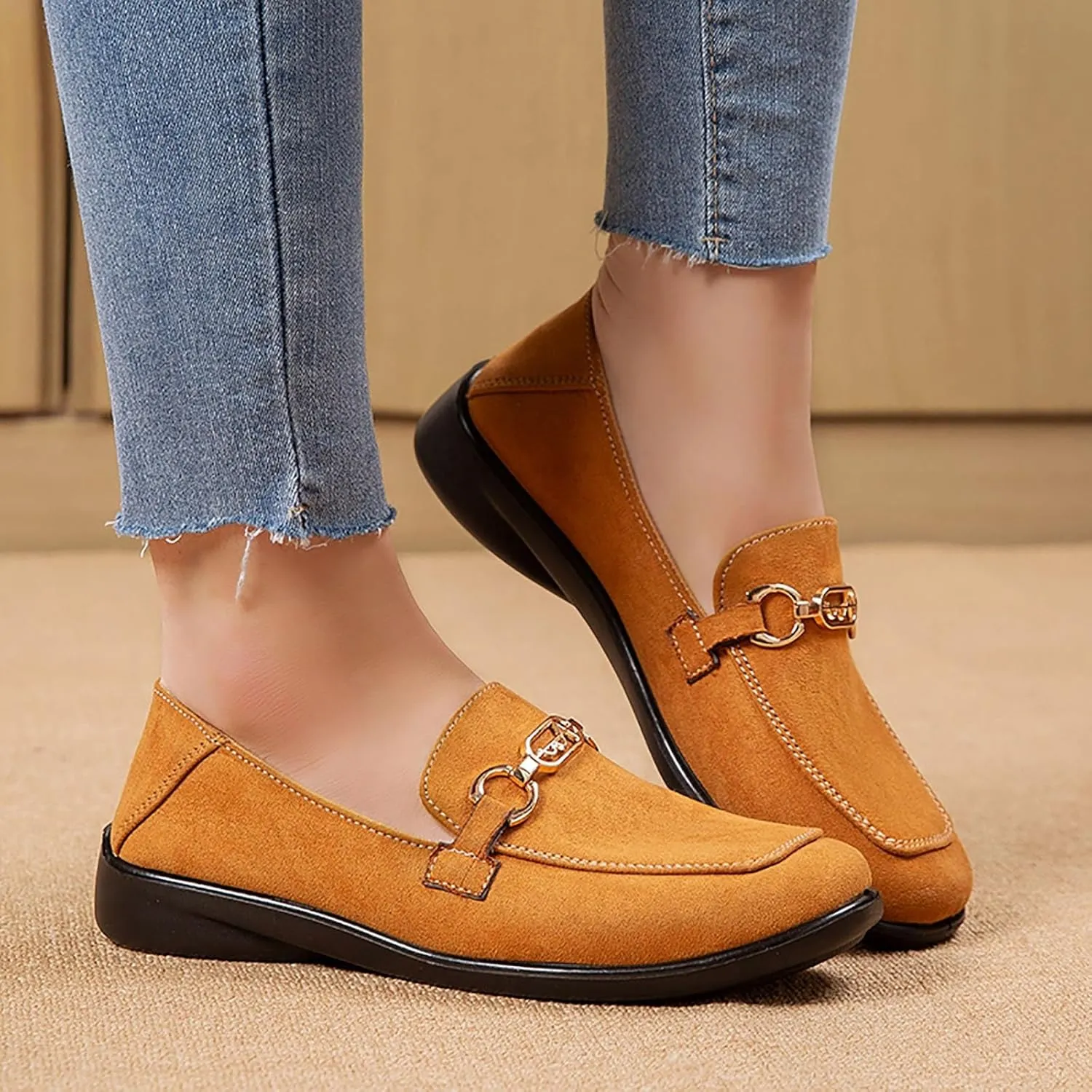 Shoes Walking Flat Spring and Women's Breathable Lightweight Mom Shoes; Soft Sole Slip Doodle Casual Work