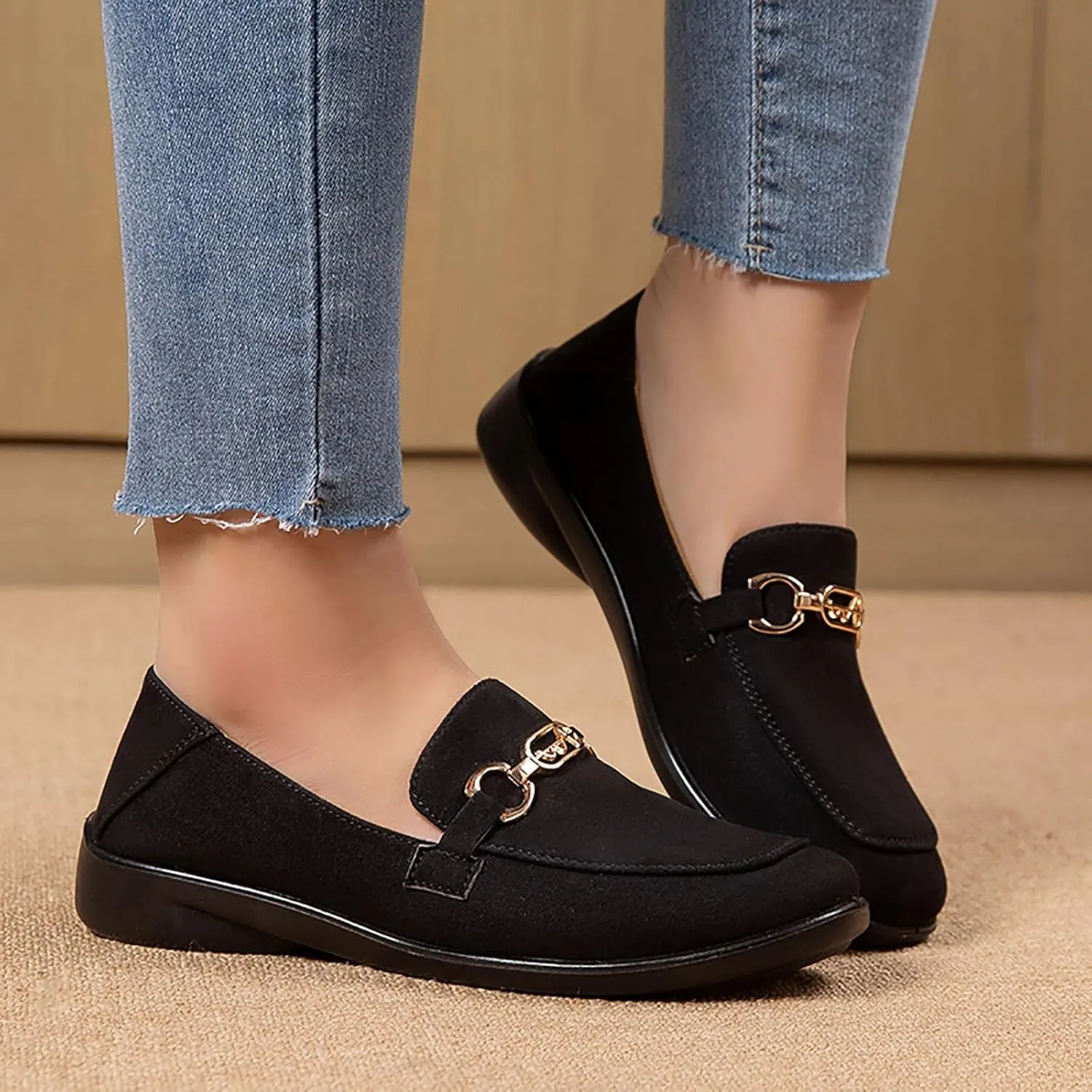 Shoes Walking Flat Spring and Women's Breathable Lightweight Mom Shoes; Soft Sole Slip Doodle Casual Work