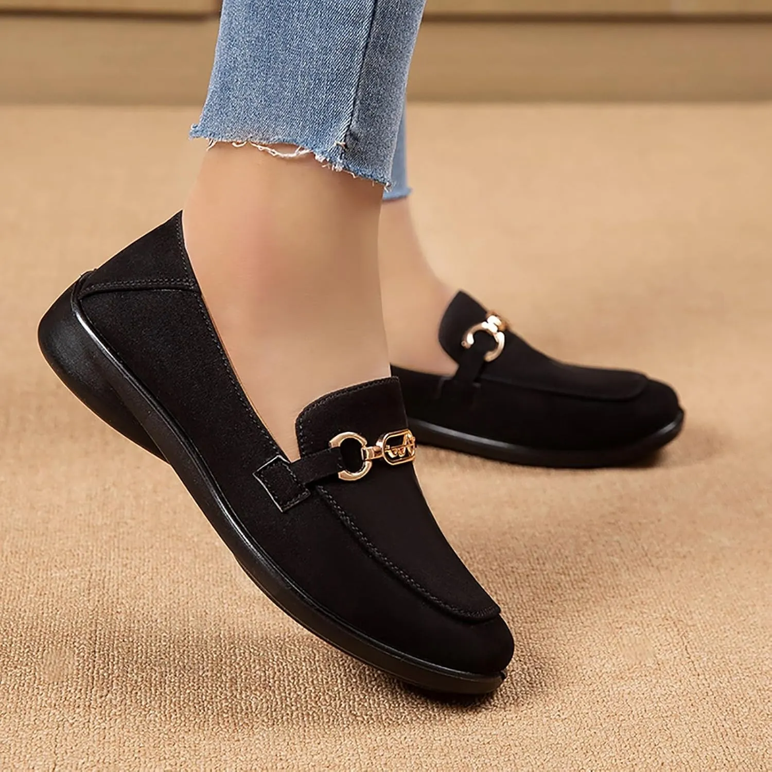 Shoes Walking Flat Spring and Women's Breathable Lightweight Mom Shoes; Soft Sole Slip Doodle Casual Work