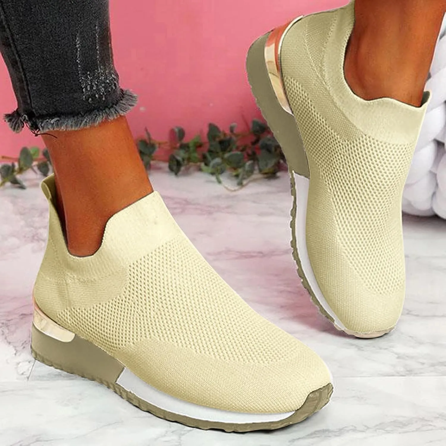 Slip On Sneakers Women Arch Support White Fashion Sneakers for Women 2023 Slip On Gym Shoes for Women Womens Running Shoes Size 11 Black Slip On Sneakers Women Black