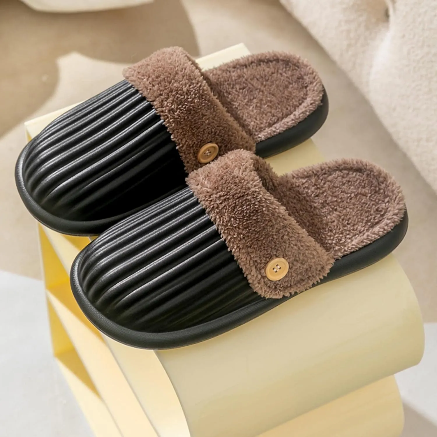 Sneakers Business Breathable Winter Couples Men Warm Home Baotou Plush Soft Bottom Comfortable Fkower Color Flat Cotton