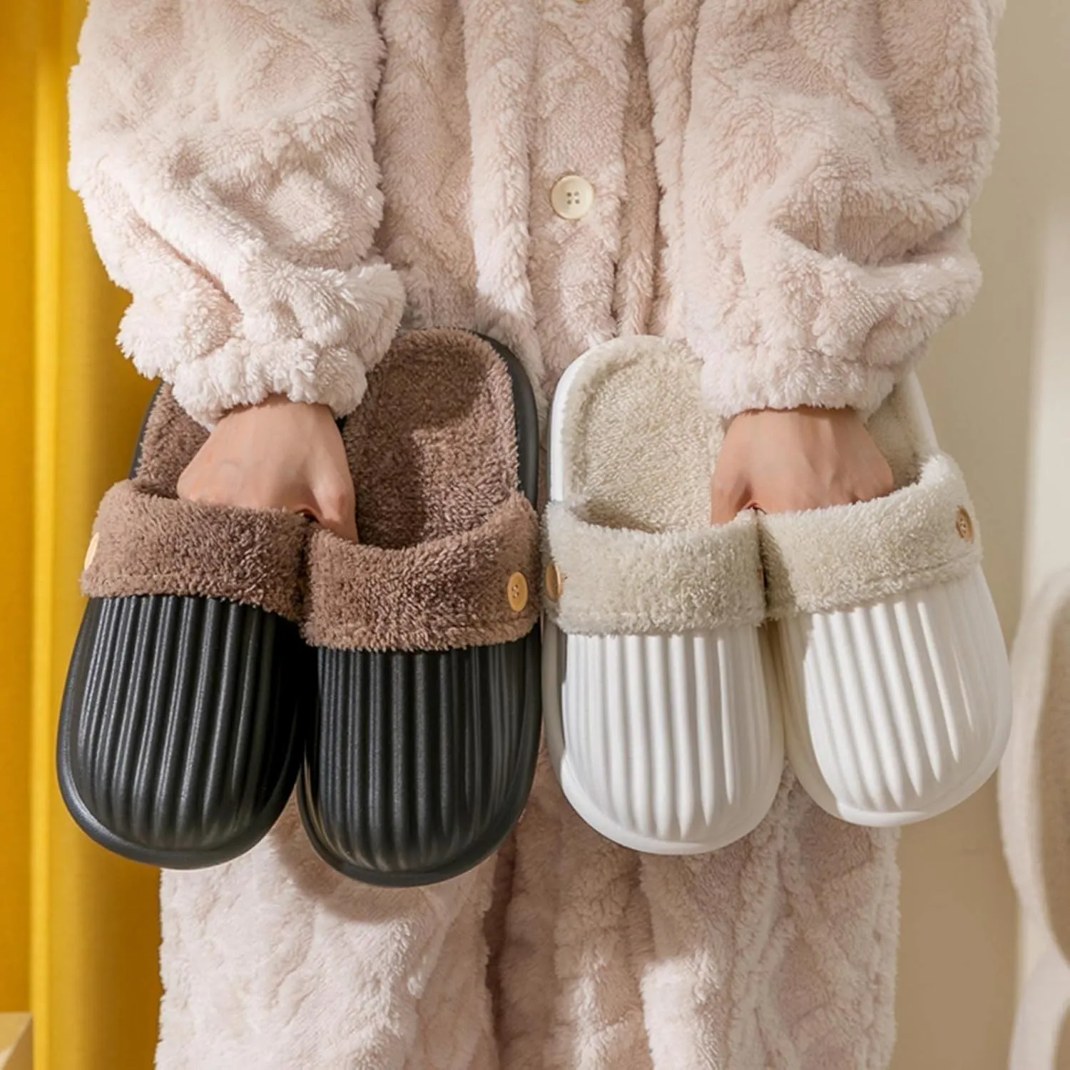 Sneakers Business Breathable Winter Couples Men Warm Home Baotou Plush Soft Bottom Comfortable Fkower Color Flat Cotton