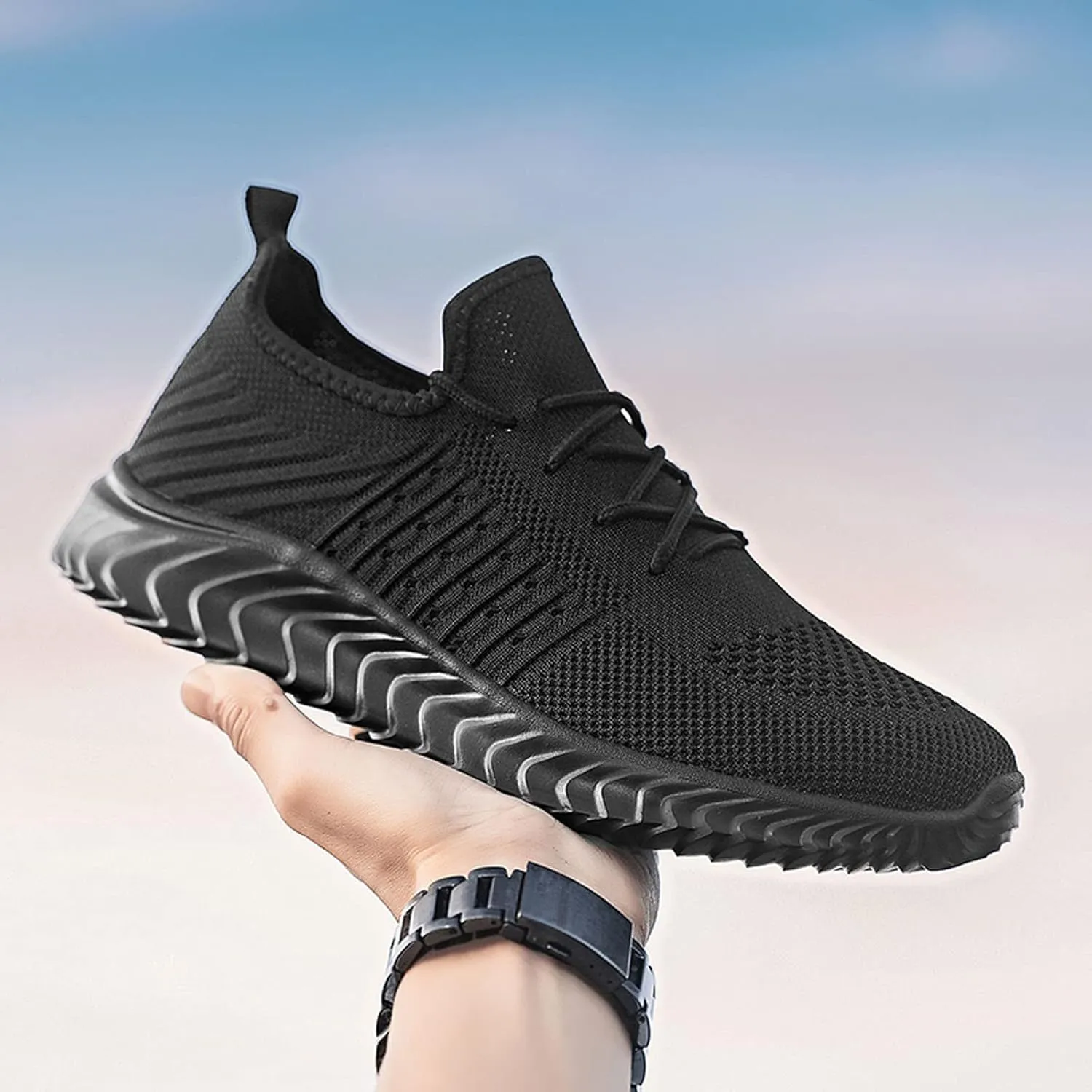 Soft Bottom Sport Color Up Lace Men Shoes Casual Solid Fashion Mesh Breathable Men's Shoes Sneaker