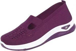 Summer Loafers for Women Woven Orthopedic Breathable Soft Shoes Lightweight Comfortable Mesh Trainers Soft Sole Arch Support Walking Shoes Ladies Air Cushion Athletic Shoes