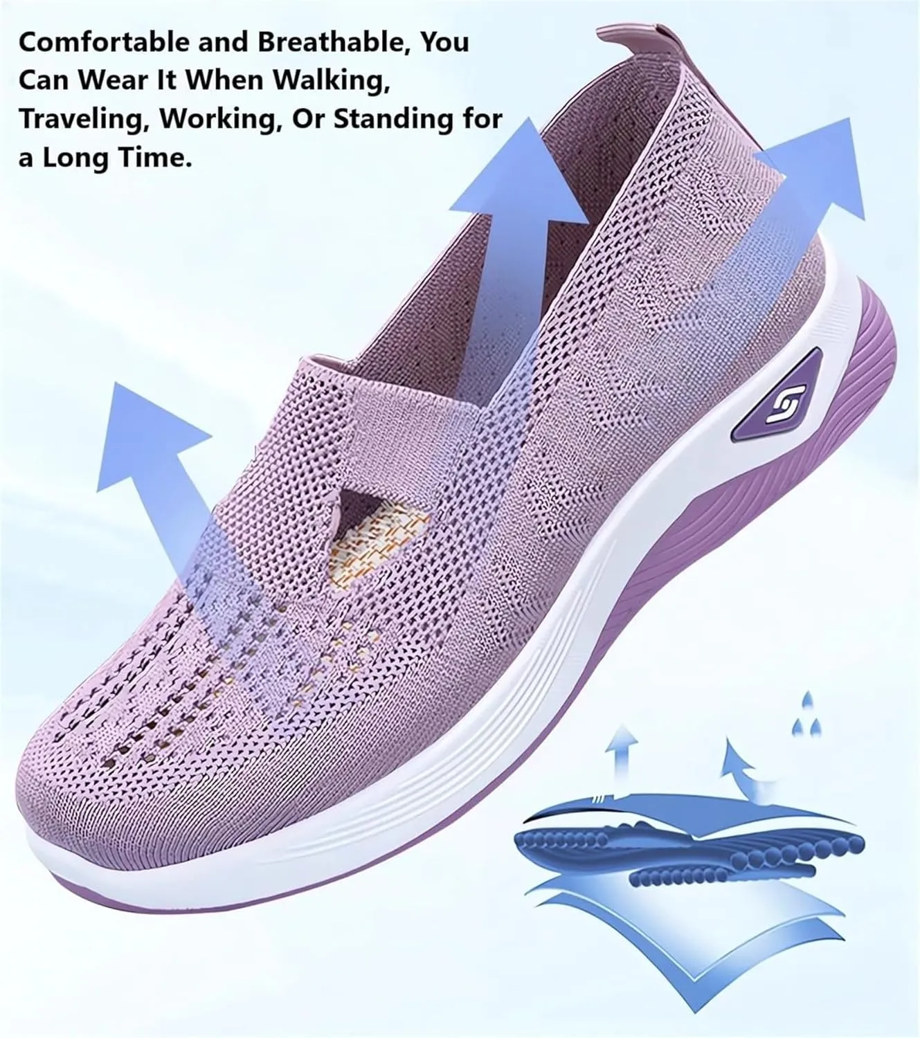 Summer Loafers for Women Woven Orthopedic Breathable Soft Shoes Lightweight Comfortable Mesh Trainers Soft Sole Arch Support Walking Shoes Ladies Air Cushion Athletic Shoes