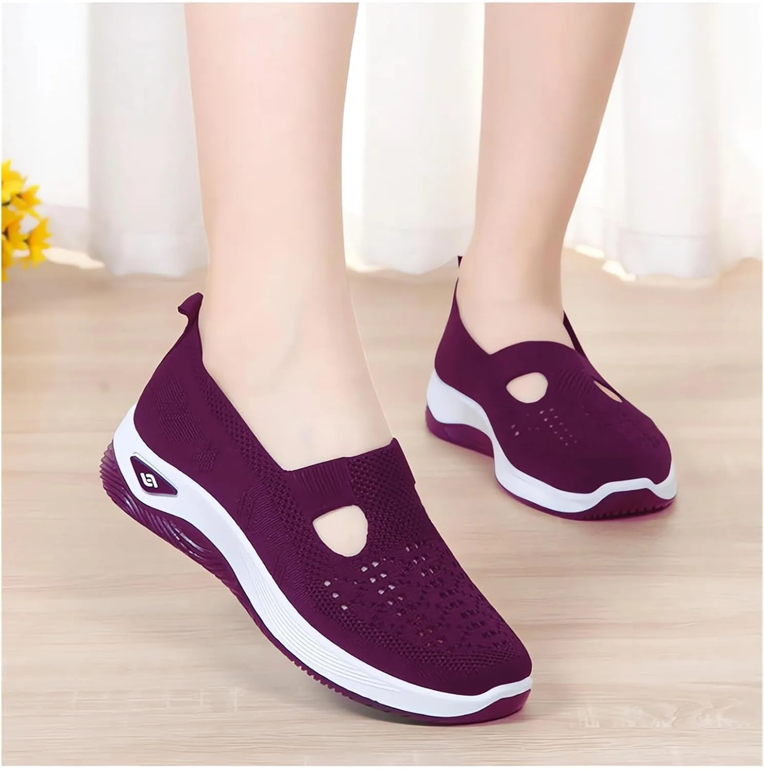 Summer Loafers for Women Woven Orthopedic Breathable Soft Shoes Lightweight Comfortable Mesh Trainers Soft Sole Arch Support Walking Shoes Ladies Air Cushion Athletic Shoes