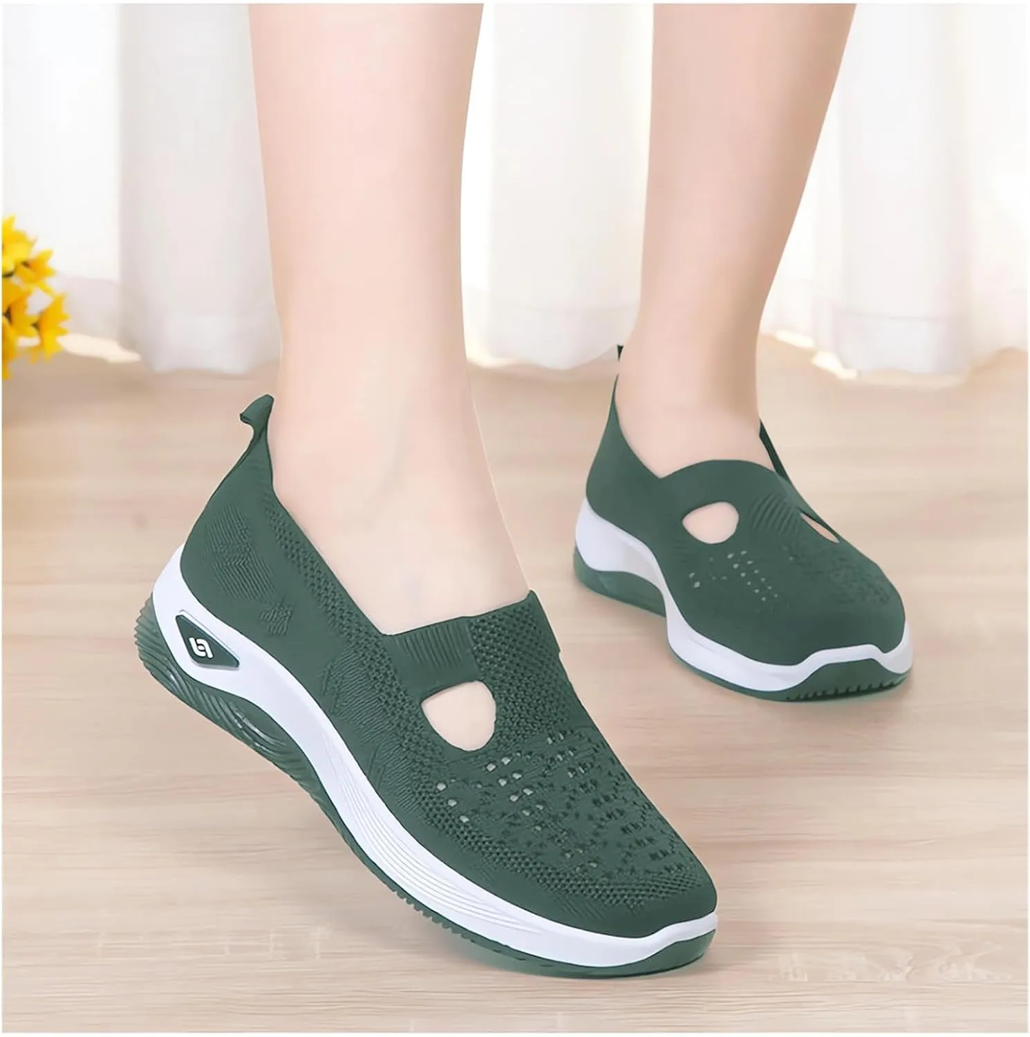 Summer Loafers for Women Woven Orthopedic Breathable Soft Shoes Lightweight Comfortable Mesh Trainers Soft Sole Arch Support Walking Shoes Ladies Air Cushion Athletic Shoes