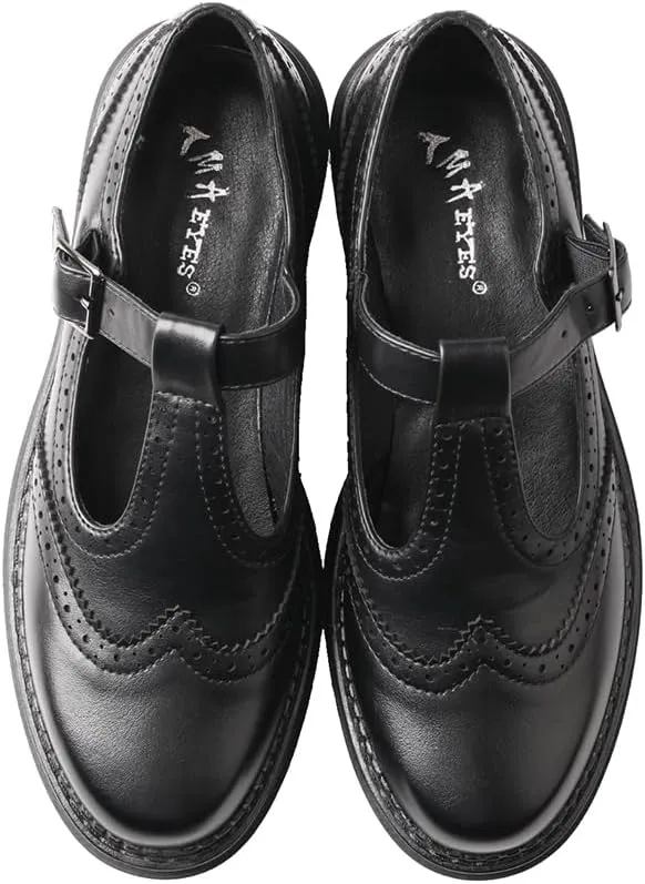 TMA EYES Women's Vintage T-Strap Platform Loafers Classic Fashion Comfortable Shoes