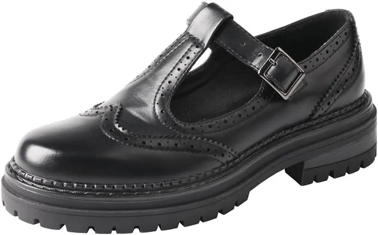 TMA EYES Women's Vintage T-Strap Platform Loafers Classic Fashion Comfortable Shoes