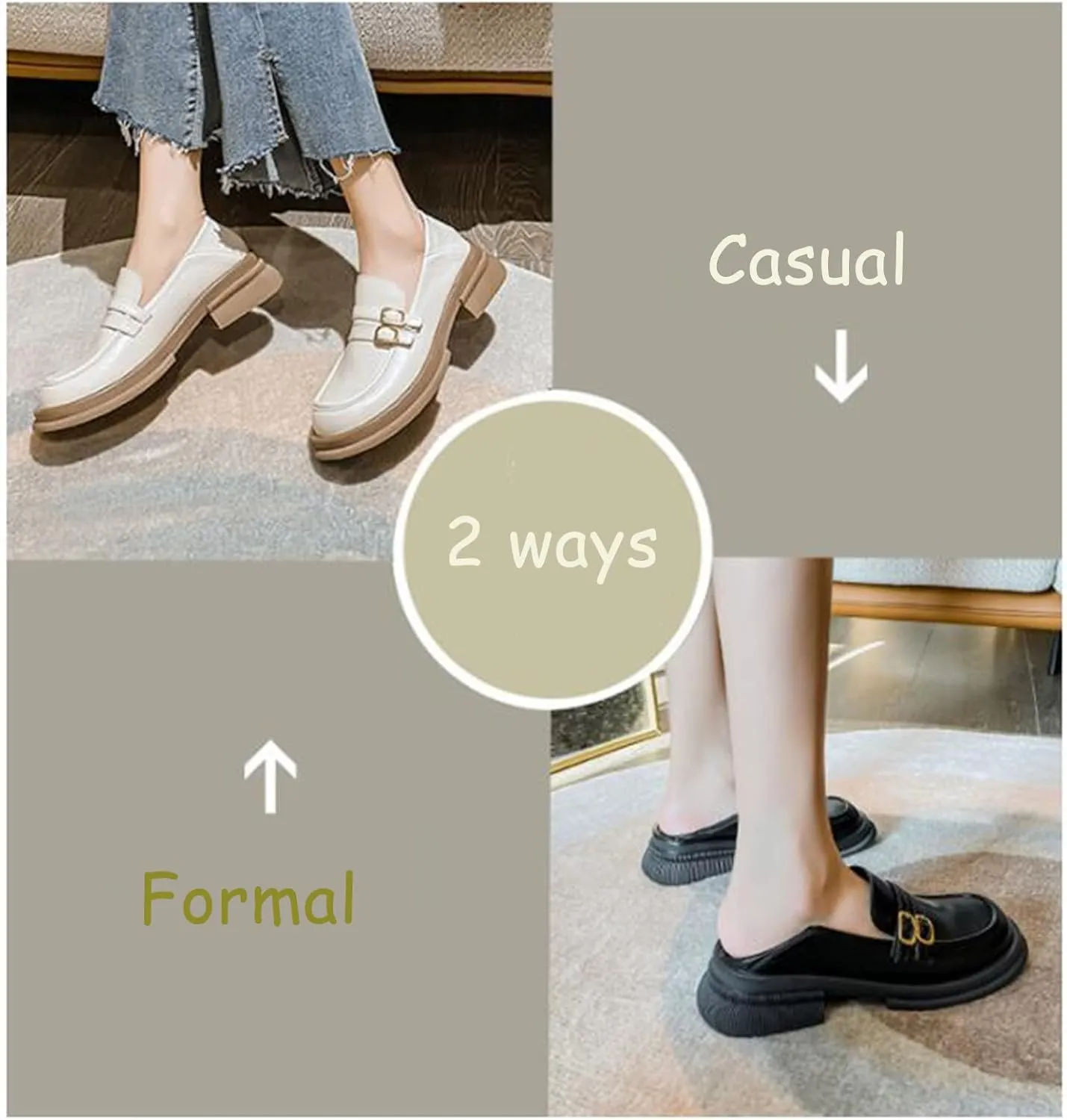 TNXZ Girl's Chunky Platform Loafers with Buckle Leather Casual Business Soft Comfort Slip-on Peny Shoes