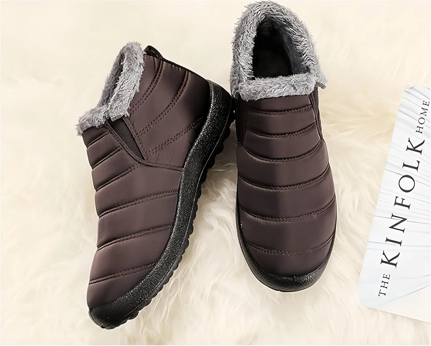 Ulalaza Womens Snow Boots Insulated Durable Slip-Resistant Warm Cozy Thickened Plush Lining Waterproof Upper Cold-Weather Winter Shoes Ankle Boots Outdoor