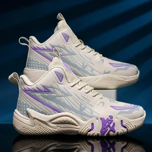 Unisex High Top Breathable Mesh Basketball Shoes Lightweight Shock Absorption and Training Sneakers
