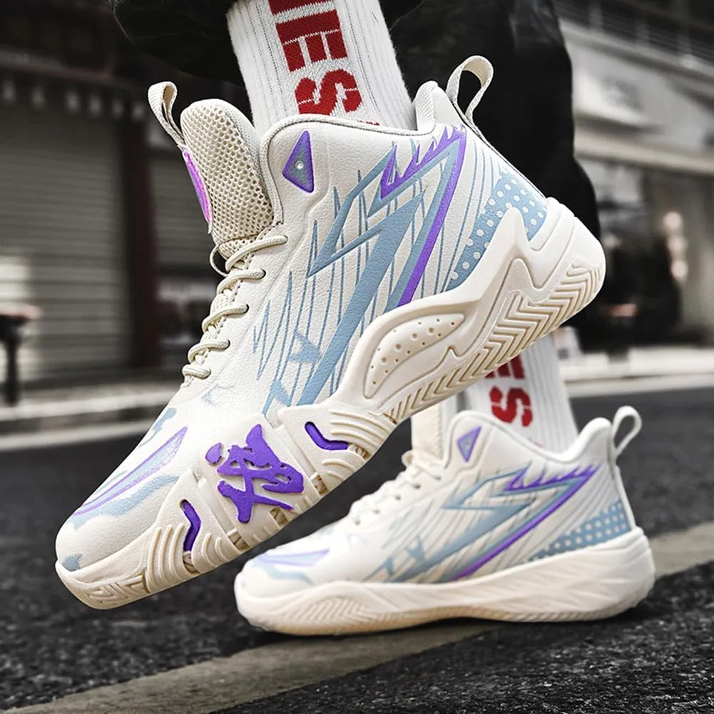 Unisex High Top Breathable Mesh Basketball Shoes Lightweight Shock Absorption and Training Sneakers