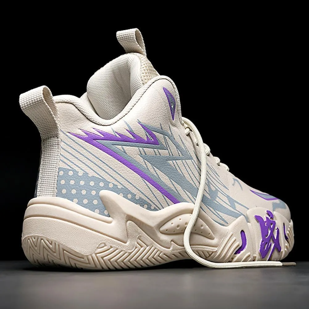 Unisex High Top Breathable Mesh Basketball Shoes Lightweight Shock Absorption and Training Sneakers
