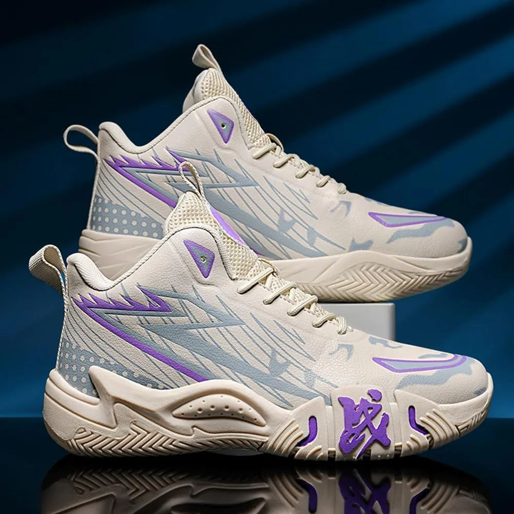 Unisex High Top Breathable Mesh Basketball Shoes Lightweight Shock Absorption and Training Sneakers