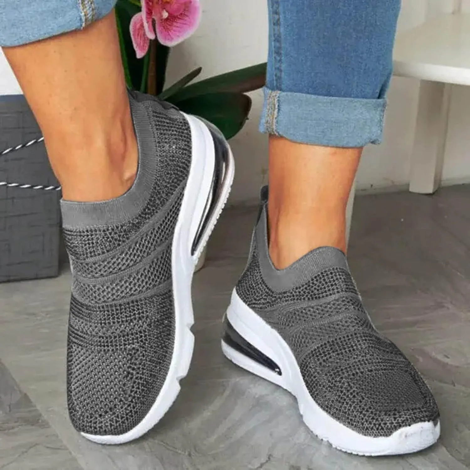 Wedge Sneakers for Women Dressy Size 10 Walking Shoes Women Slip On Dressy Womens Slip On Sneakers 8.5 Womens High Top Sneakers Black Pull On Sneakers Womens