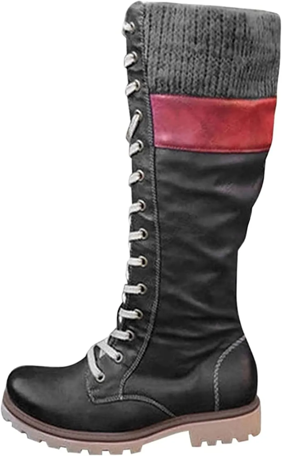 Winter Boots For Women 2022 Trendy Lace up Mid Calf Riding Military Combat Boots Side Zipper Low Heel Platform Boots