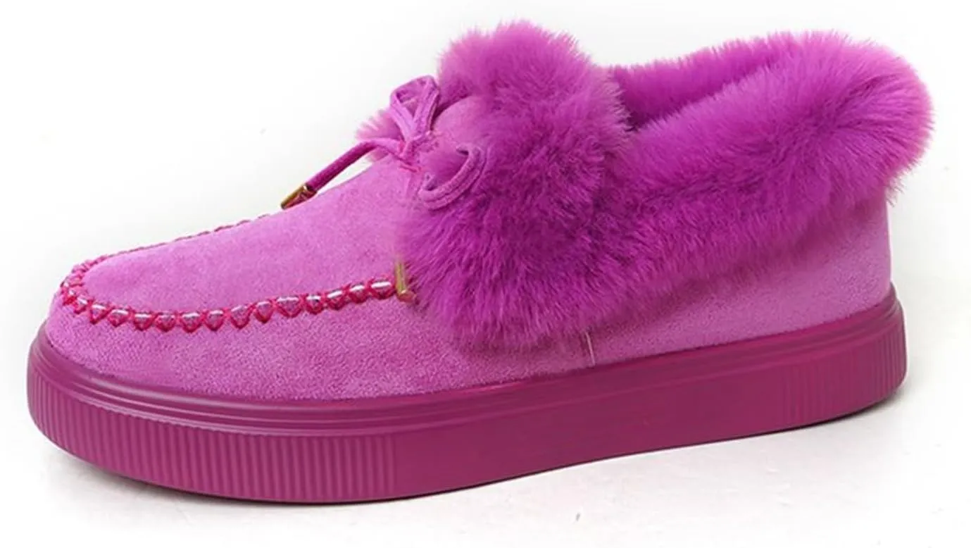 Winter Boots For Women 2024 Fashion Warm Fur Lined Snow Ankle Boots Short Booties Comfortable Slip On Loafers Shoes