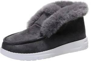 Winter Fashion Boots For Women 2024 Warm Fur Lined Snow Ankle Short Booties Outdoor Comfortable Slip On Loafers Shoes