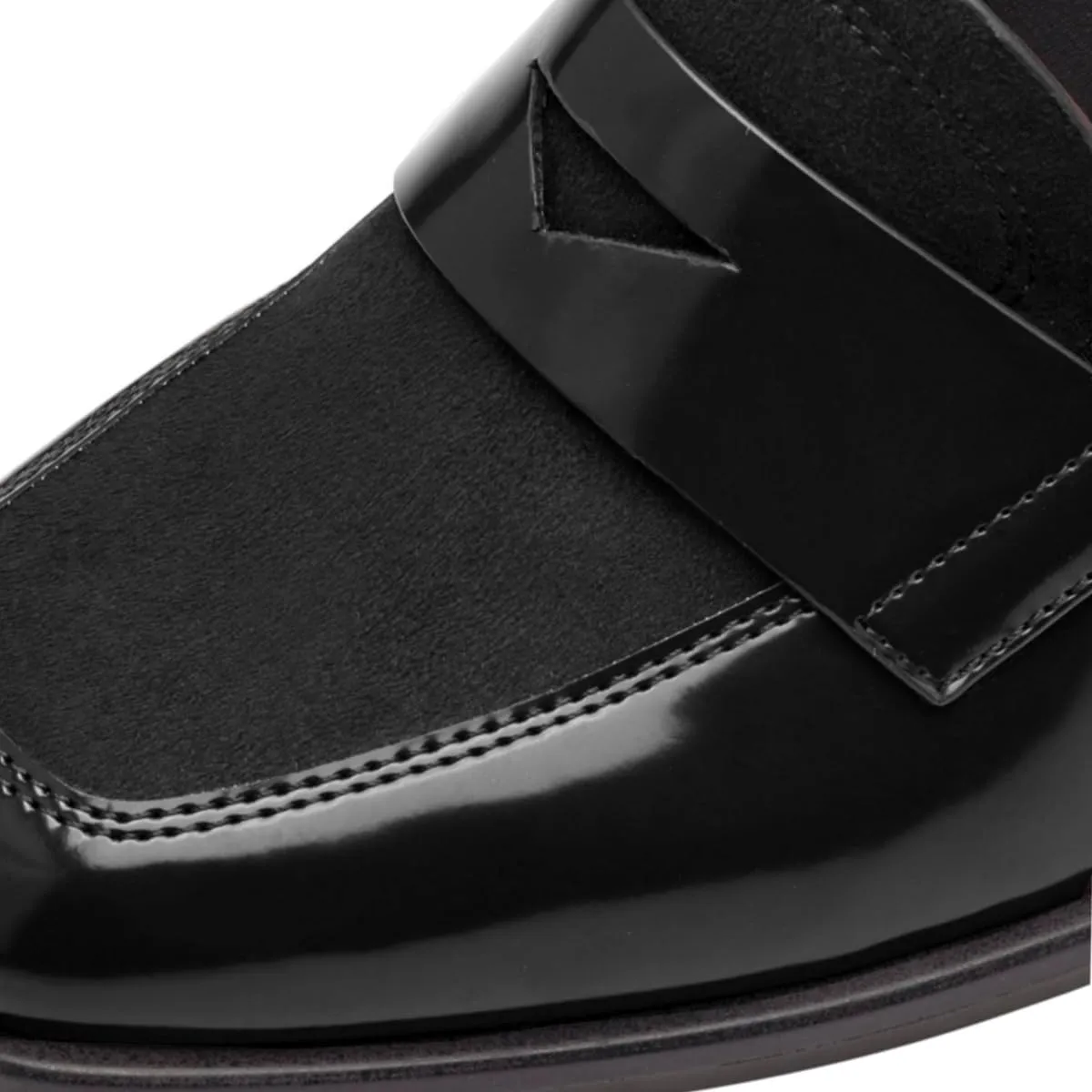 Women Chunky Block Heel Loafer Pumps Square Toe Slip On Loafer High Heels Patchwork Patent Suede Office Loafers Pumps 3 inch Thick Heels Penny Loafers Classic Retro Comfy 4-11 M US