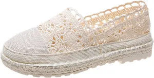 Women Comfortable Walking Shoes Crochet Slip On Shoes Lace Ballet Flats Espadrilles Platform Shoes Fashion Sneakers